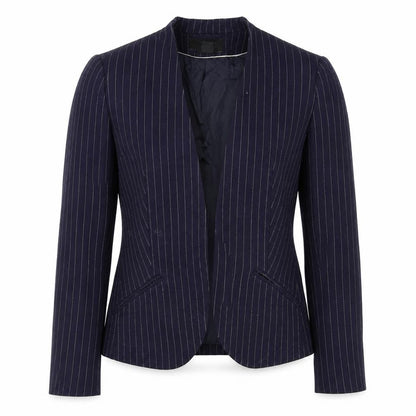 H&M Womens Blue Striped Jacket Blazer Size 8 - Open