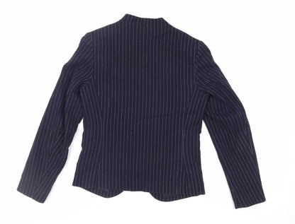 H&M Womens Blue Striped Jacket Blazer Size 8 - Open