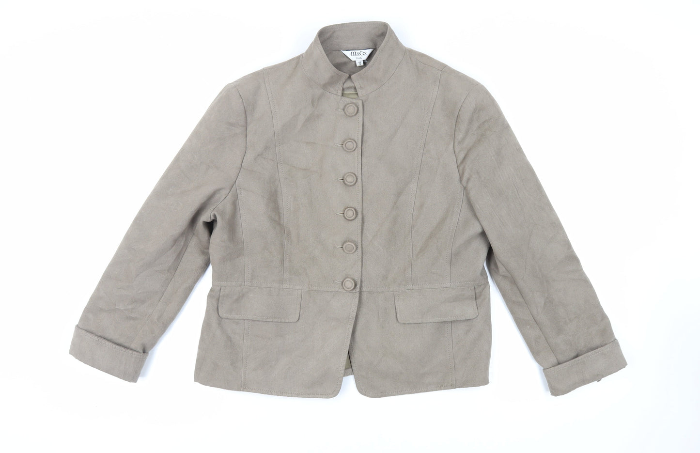 M&Co Womens Beige Jacket Size 18 Button - Suede Effect