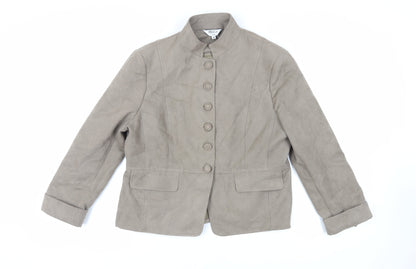 M&Co Womens Beige Jacket Size 18 Button - Suede Effect