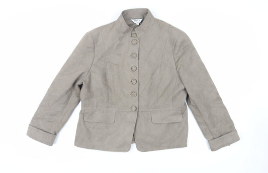 M&Co Womens Beige Jacket Size 18 Button - Suede Effect