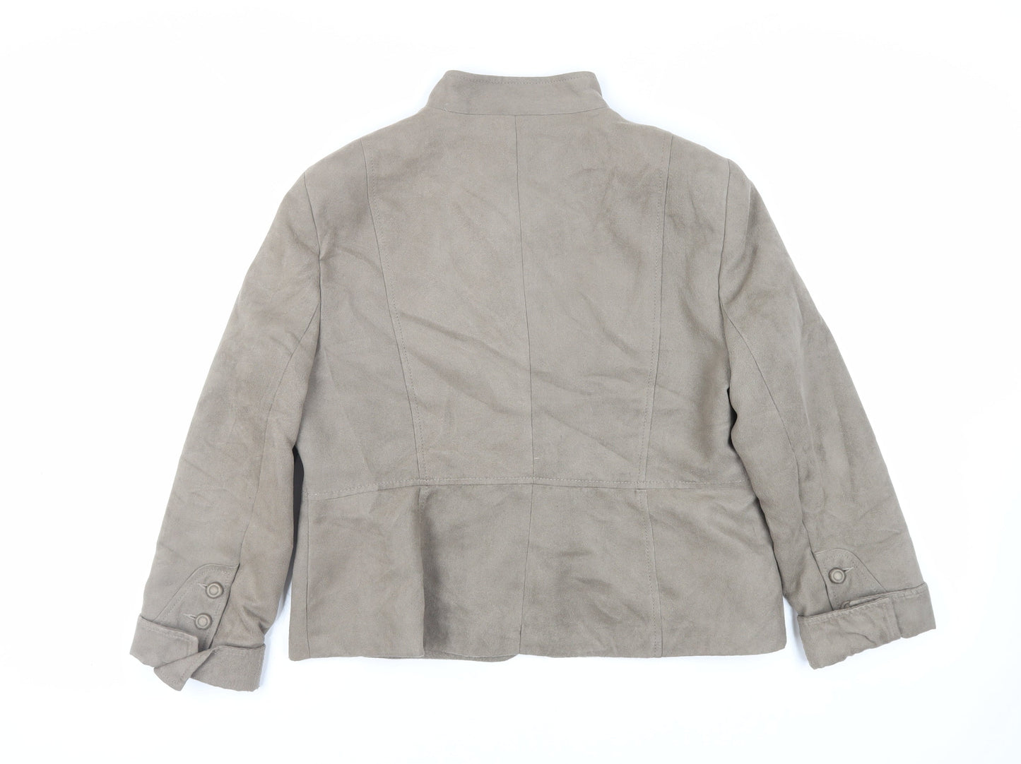 M&Co Womens Beige Jacket Size 18 Button - Suede Effect