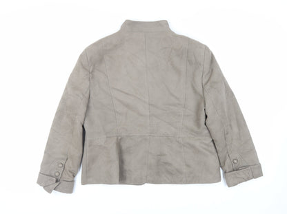 M&Co Womens Beige Jacket Size 18 Button - Suede Effect