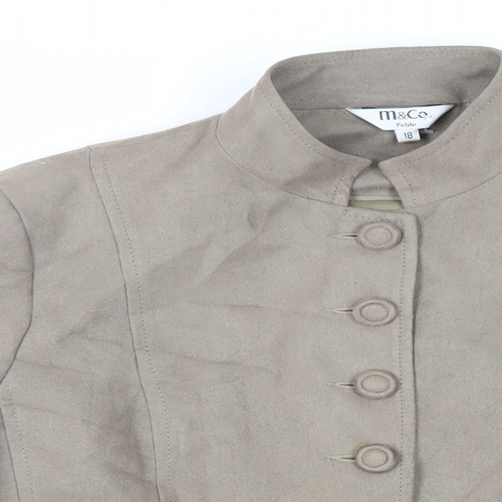 M&Co Womens Beige Jacket Size 18 Button - Suede Effect