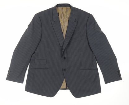 Autograph Mens Grey Striped Polyester Jacket Suit Jacket Size 46 Regular