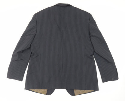 Autograph Mens Grey Striped Polyester Jacket Suit Jacket Size 46 Regular