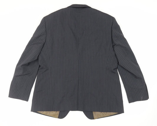 Autograph Mens Grey Striped Polyester Jacket Suit Jacket Size 46 Regular