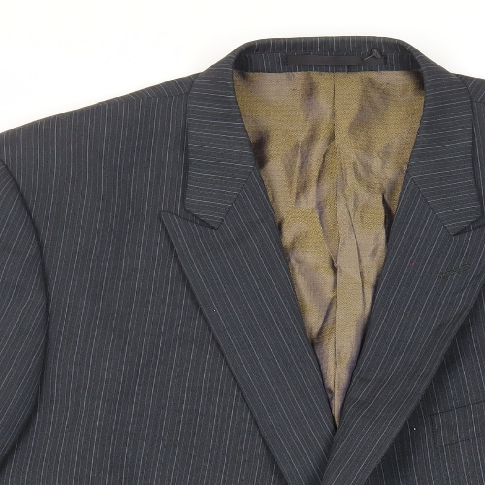 Autograph Mens Grey Striped Polyester Jacket Suit Jacket Size 46 Regular