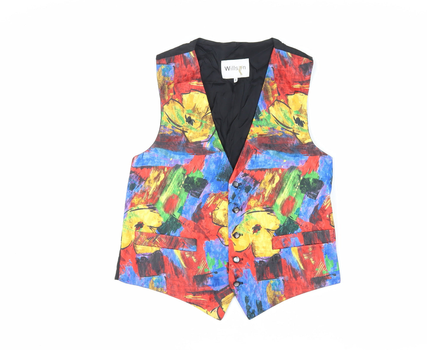 Willson Mens Multicoloured Geometric Jacket Waistcoat Size S Button