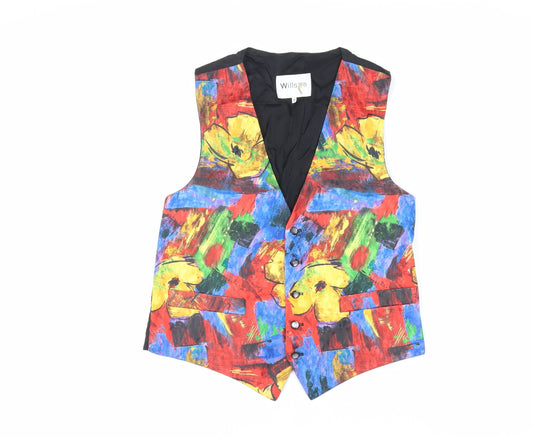 Willson Mens Multicoloured Geometric Jacket Waistcoat Size S Button