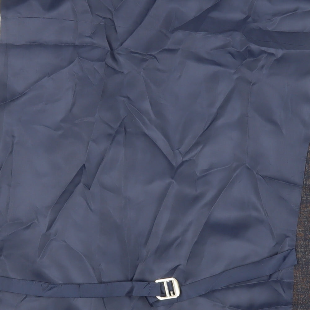 Wessi Mens Blue Geometric Polyester Jacket Suit Waistcoat Size 42 Regular
