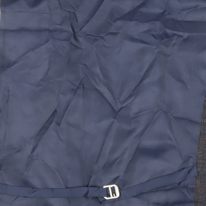 Wessi Mens Blue Geometric Polyester Jacket Suit Waistcoat Size 42 Regular