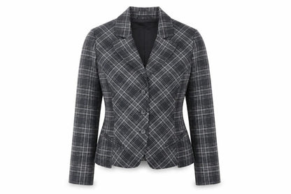 Avidita Womens Grey Plaid Jacket Blazer Size 14 Button
