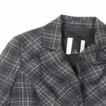 Avidita Womens Grey Plaid Jacket Blazer Size 14 Button