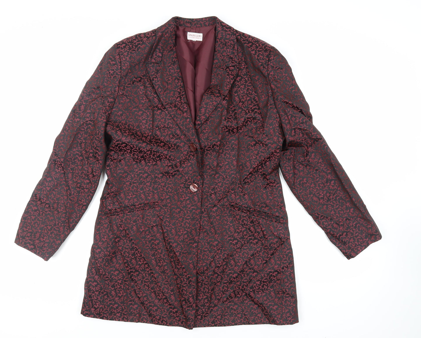 Sparklers Womens Purple Paisley Jacket Blazer Size 14 Button - Longline