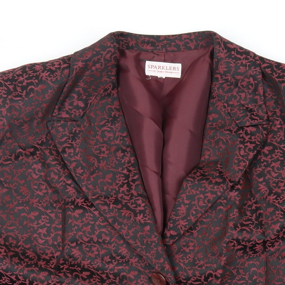 Sparklers Womens Purple Paisley Jacket Blazer Size 14 Button - Longline
