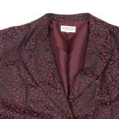 Sparklers Womens Purple Paisley Jacket Blazer Size 14 Button - Longline