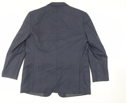 Pierre Marcel Mens Blue Striped Wool Jacket Suit Jacket Size 46 Regular