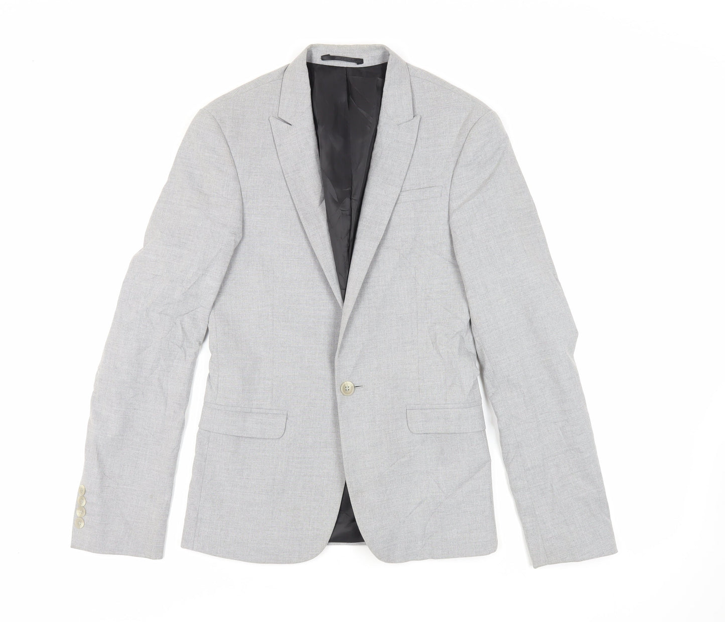 ASOS Mens Grey Polyester Jacket Suit Jacket Size 34 Regular