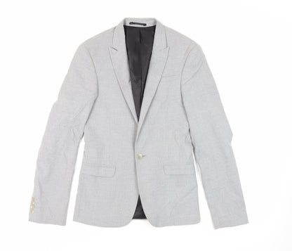 ASOS Mens Grey Polyester Jacket Suit Jacket Size 34 Regular