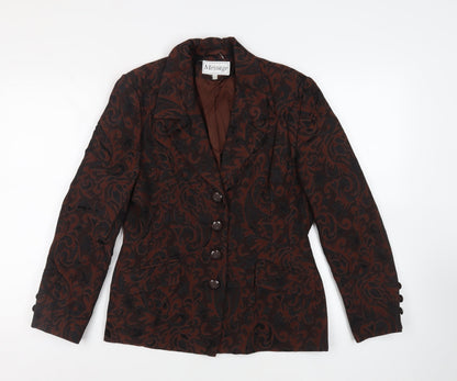 Message Womens Brown Paisley Jacket Blazer Size 14 Button