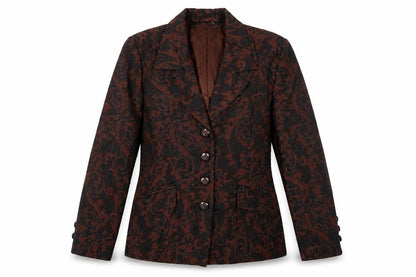 Message Womens Brown Paisley Jacket Blazer Size 14 Button
