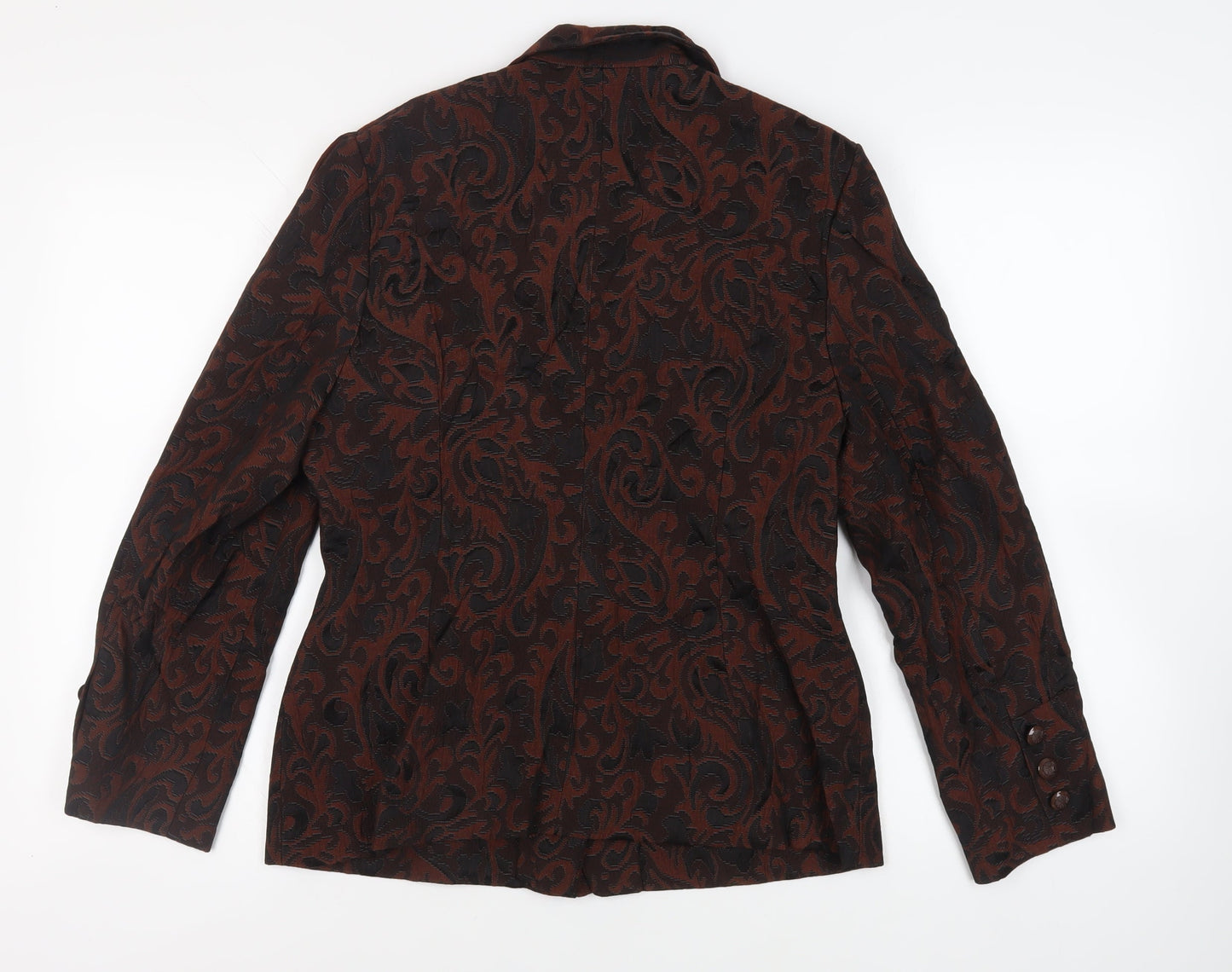 Message Womens Brown Paisley Jacket Blazer Size 14 Button