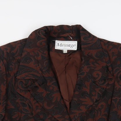 Message Womens Brown Paisley Jacket Blazer Size 14 Button
