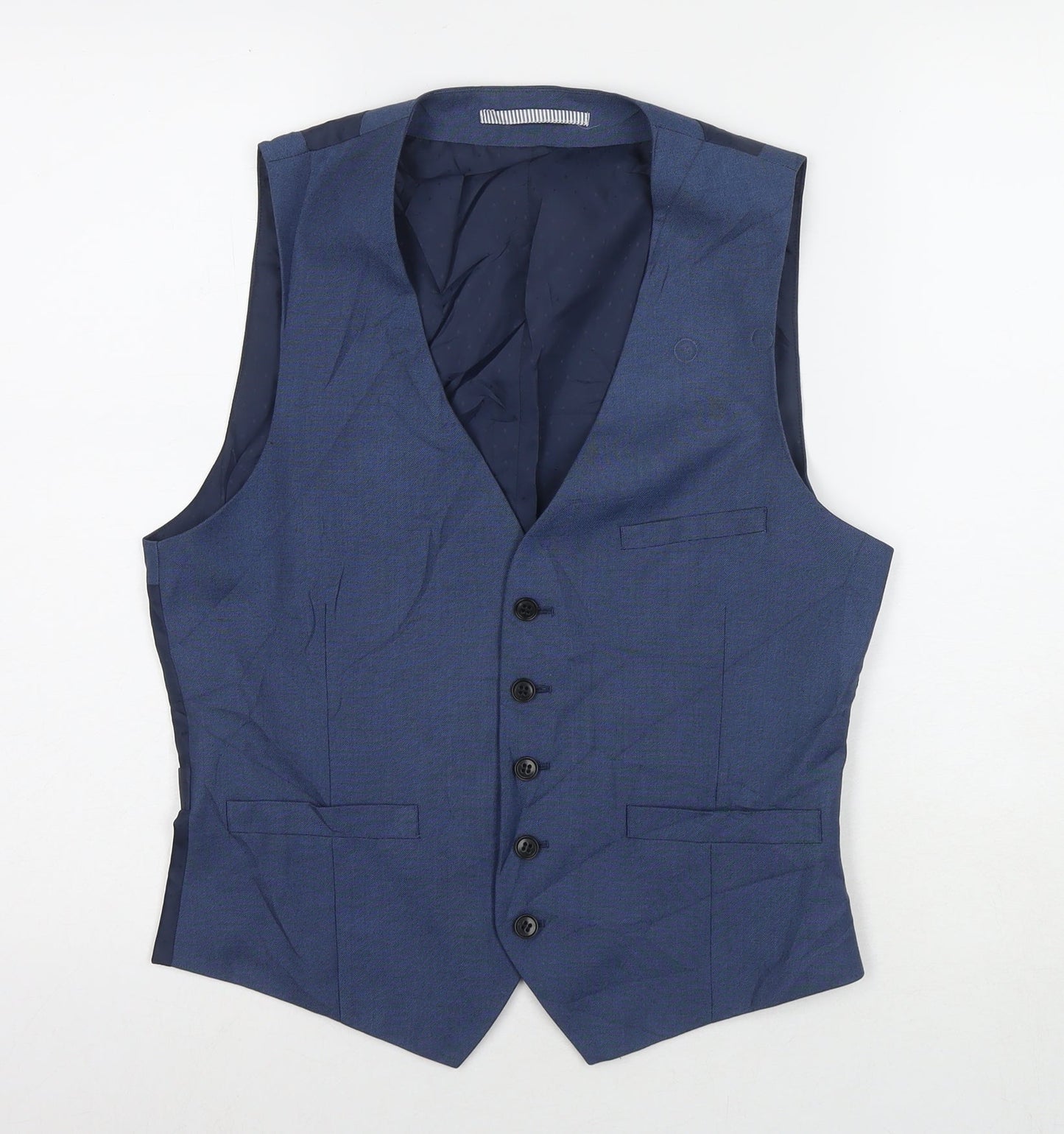 Burton Mens Blue Polyester Jacket Suit Waistcoat Size S Regular