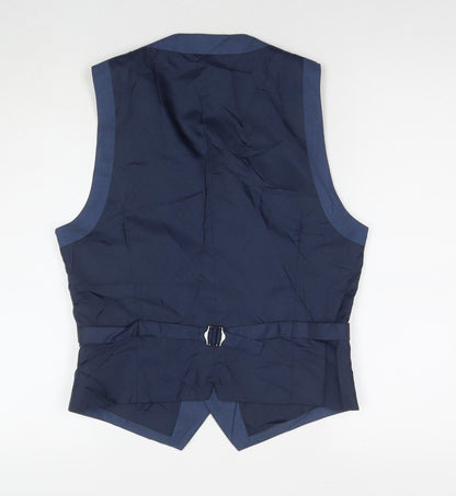 Burton Mens Blue Polyester Jacket Suit Waistcoat Size S Regular