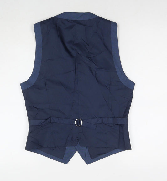 Burton Mens Blue Polyester Jacket Suit Waistcoat Size S Regular