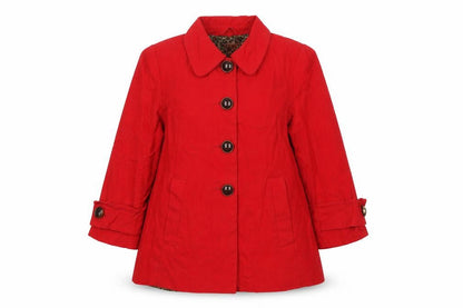 Angel Falls Womens Red Pea Coat Coat Size 14 Button