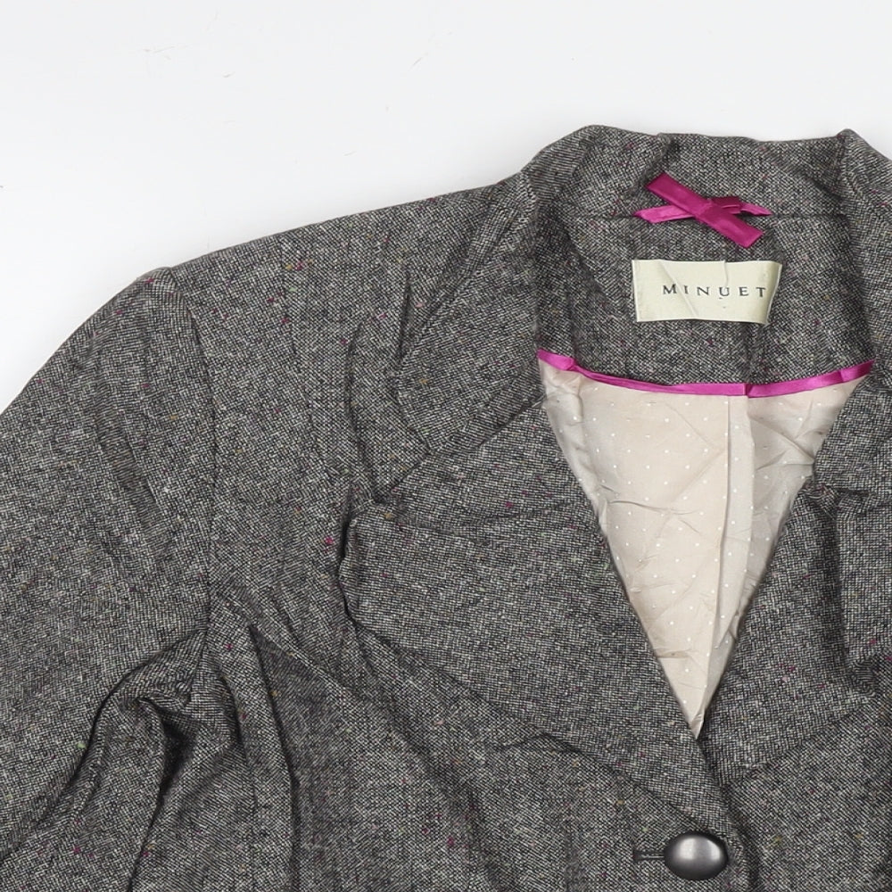 Minuet Womens Grey Jacket Blazer Size 10 Button