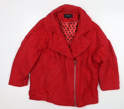 Truth & Lies Womens Red Pea Coat Coat Size 14 Zip