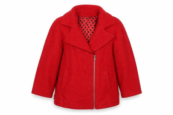Truth & Lies Womens Red Pea Coat Coat Size 14 Zip