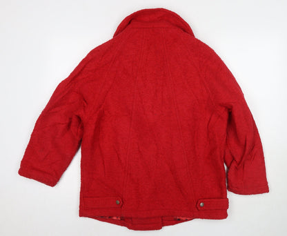 Truth & Lies Womens Red Pea Coat Coat Size 14 Zip