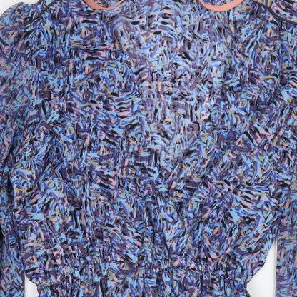 Miss Selfridge Womens Blue Geometric Polyester Fit & Flare Size 10 Round Neck Pullover