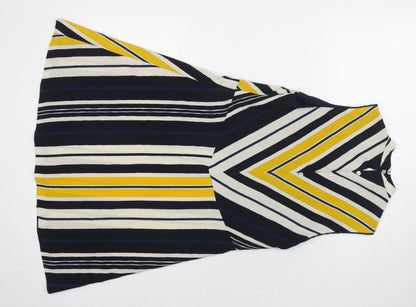 Zara Womens Multicoloured Striped Polyester A-Line Size S Round Neck Pullover