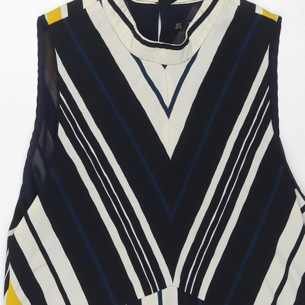 Zara Womens Multicoloured Striped Polyester A-Line Size S Round Neck Pullover