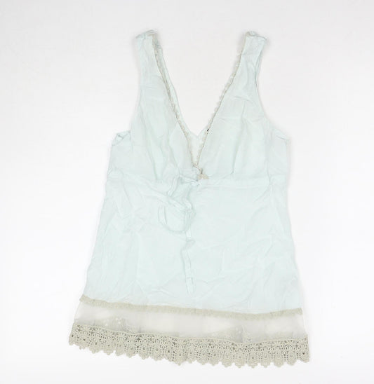 Autograph Womens Blue Cotton Basic Tank Size 10 V-Neck