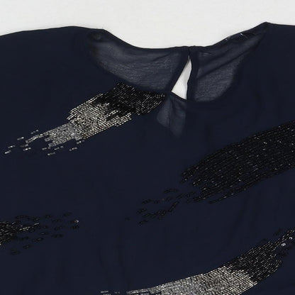 Womens UK Size 10 New Look Blue Basic Blouse