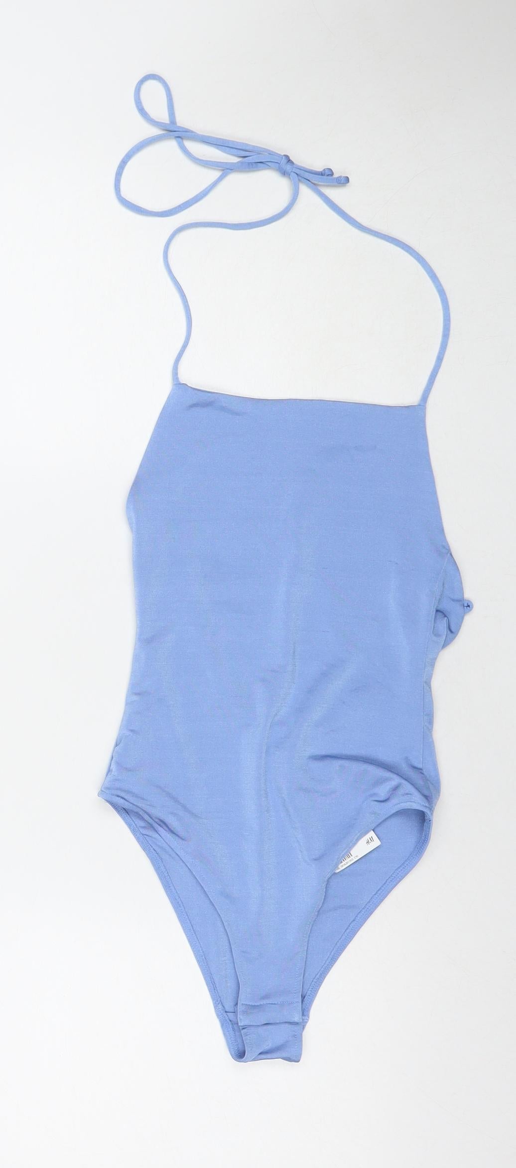 H&M Womens Blue Polyester Bodysuit One-Piece Size XS Snap