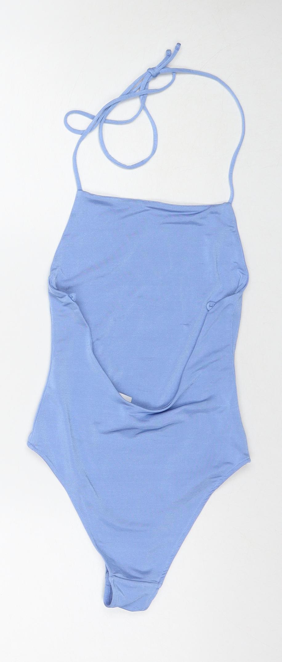 H&M Womens Blue Polyester Bodysuit One-Piece Size XS Snap