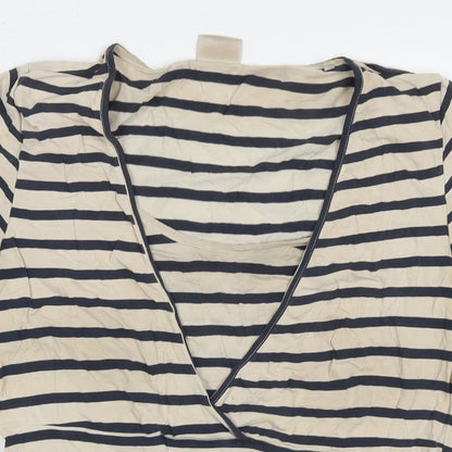 Mama:licious Womens Beige Striped Cotton Basic T-Shirt Size XL V-Neck