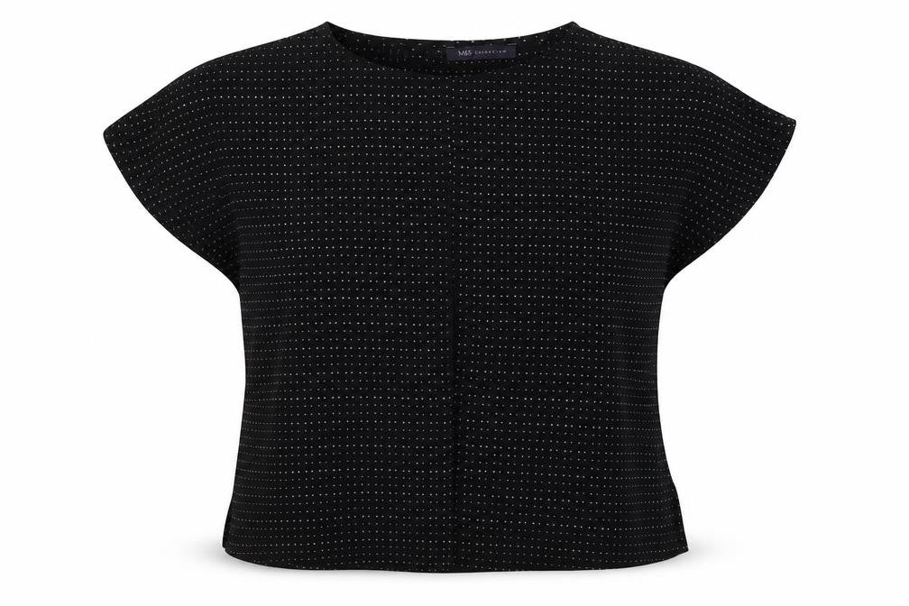 Womens UK Size 10 Marks and Spencer Black Basic Button-Up