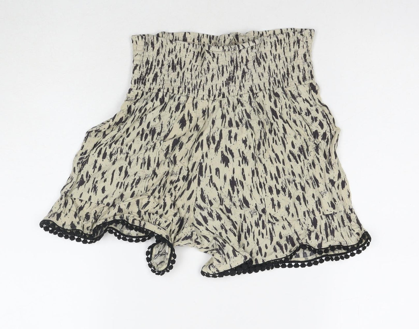 Three Dots Womens Beige Spotted Viscose Mom Shorts Size S L3 in Regular Pull On
