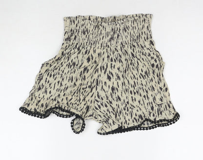 Three Dots Womens Beige Spotted Viscose Mom Shorts Size S L3 in Regular Pull On