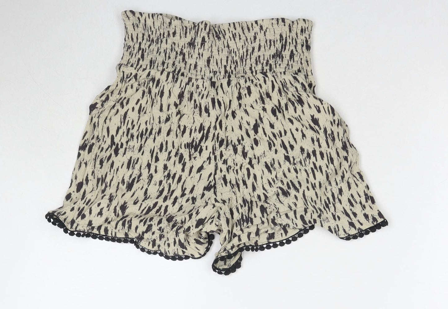 Three Dots Womens Beige Spotted Viscose Mom Shorts Size S L3 in Regular Pull On
