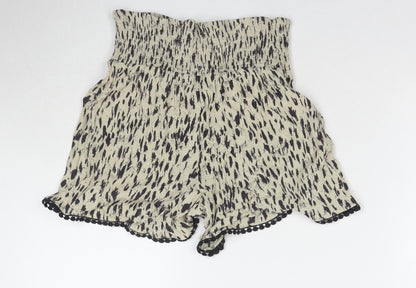 Three Dots Womens Beige Spotted Viscose Mom Shorts Size S L3 in Regular Pull On