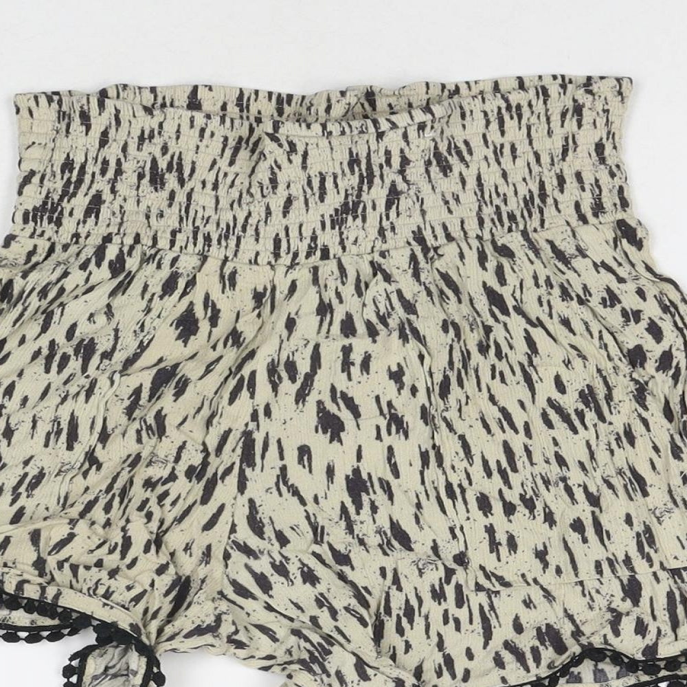 Three Dots Womens Beige Spotted Viscose Mom Shorts Size S L3 in Regular Pull On